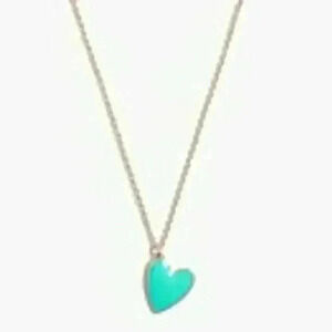 J Crew Enamel Heart Necklace in sun washed mint